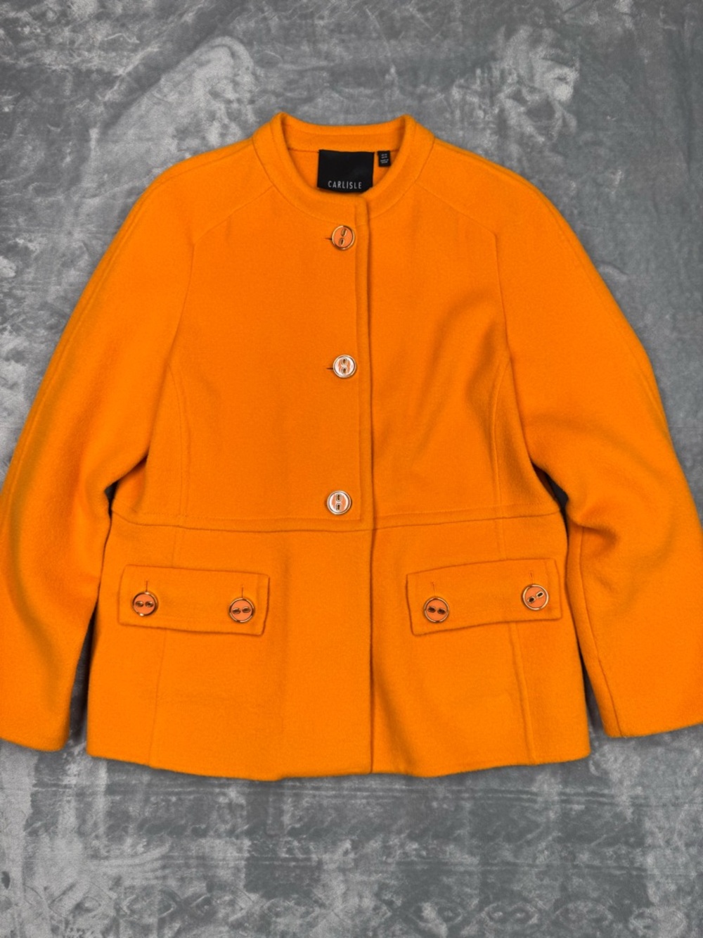 Carlisle Women's Bright‎ Orange Button-Front Pea Coat